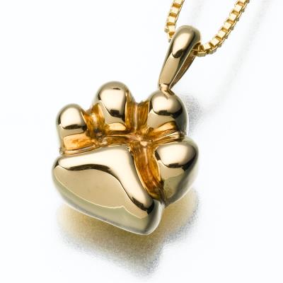 gold vermeil paw cremation pendant necklace